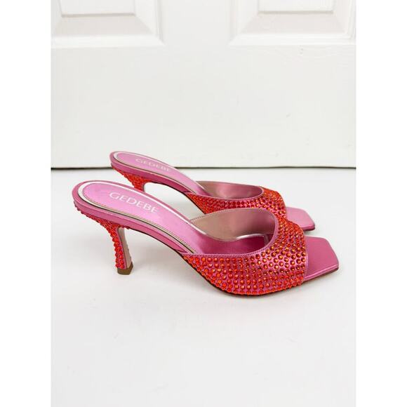 GEDEBE DITA 75 PINK CRYSTAL MULES - Picture 5 of 8
